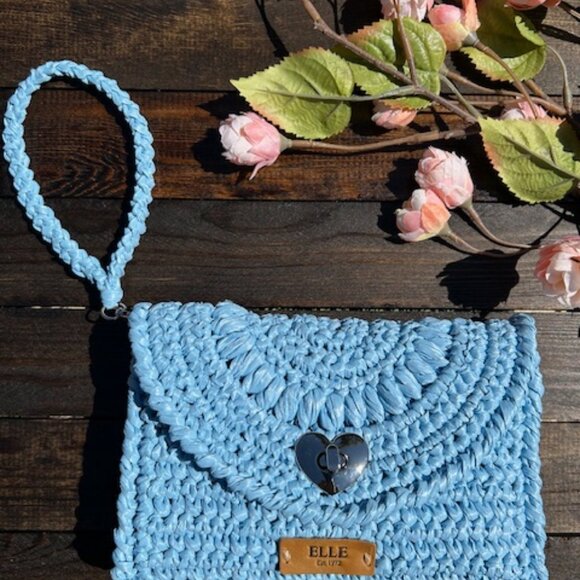 ELLE Raffia Crochet Clutch - Picture 3 of 16